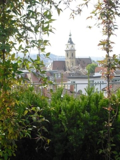 Blick durch Pavillon auf die Altstadt